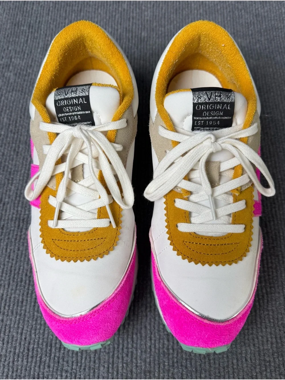 Vintage Havana Cosmic 9 Womens Size 11 Mustard Neon Pink Suede Sneakers